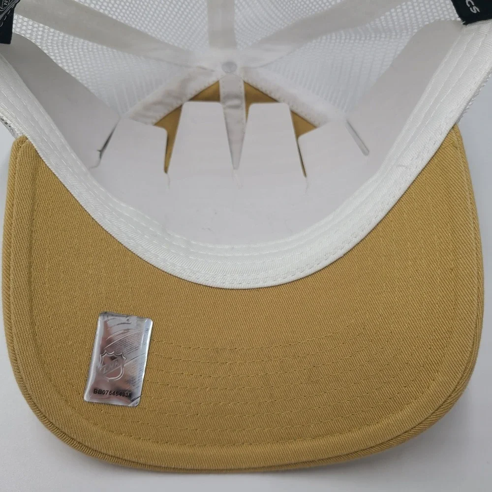 Vegas Golden Knights Hat Snapback Trucker Mesh Fanatics Gold White NHL Split Bar